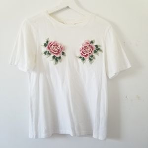 H&M Rose Embroidered Tshirt